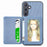 For Samsung Galaxy S25 Case RFID Blocking Carbon Fiber Leather Phone Back Cover with Card Holder - Blue - 2