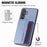 For Samsung Galaxy S25 Case RFID Blocking Carbon Fiber Leather Phone Back Cover with Card Holder - Blue - 3