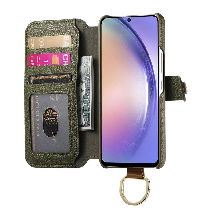 For Samsung Galaxy S25+ Case RFID Blocking Zipper Wallet PU Leather Mobile Cover - Green - 2