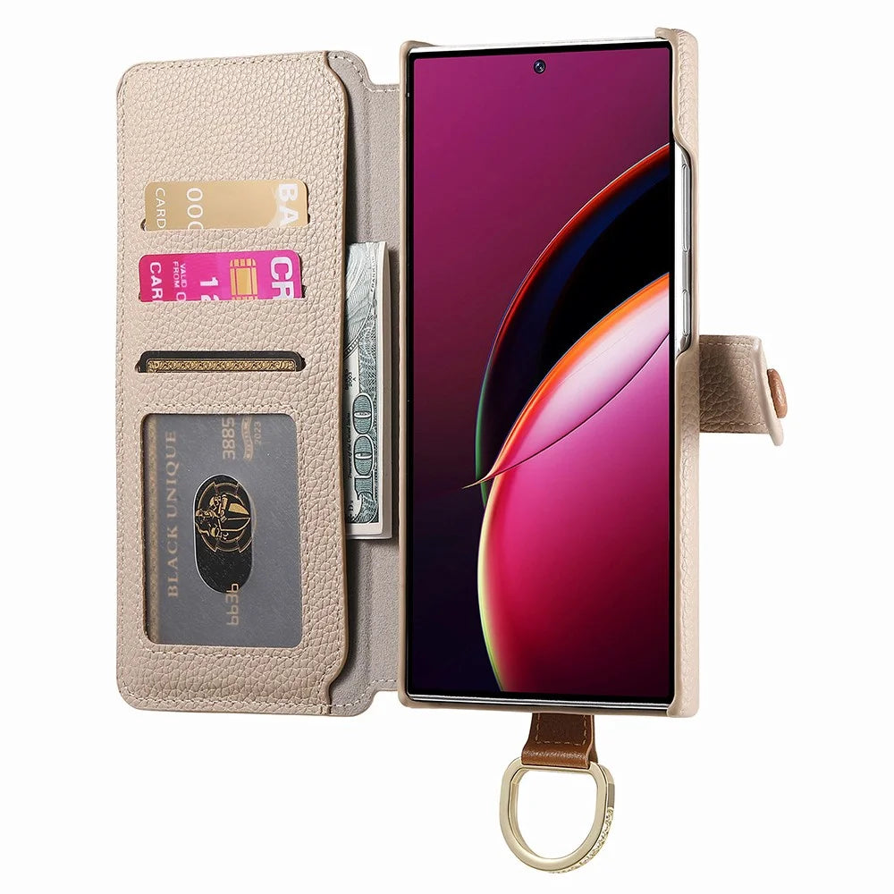 For Samsung Galaxy S25 Ultra Case RFID Blocking Zipper Wallet PU Leather Mobile Cover - Khaki - 2