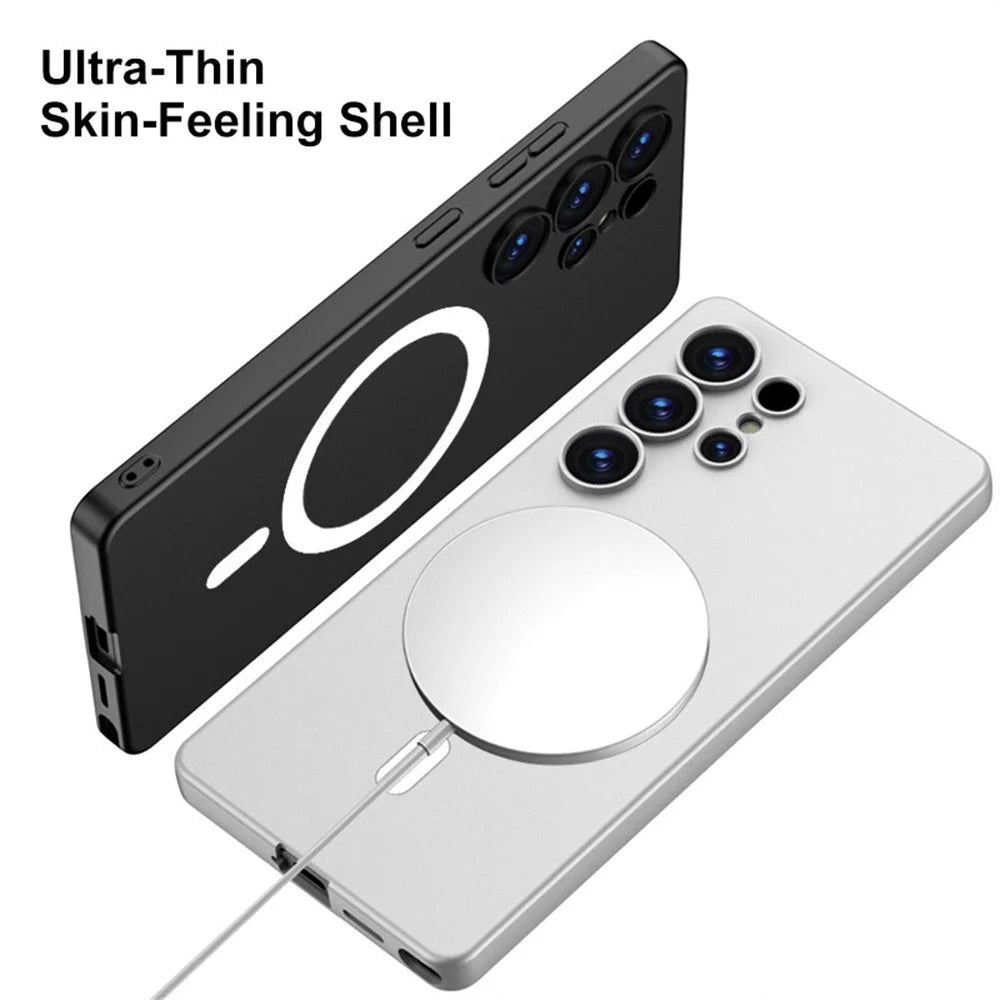 GKK For Samsung Galaxy S25 Ultra Magnetic Case Skin Touch TPU+PC Slim Phone Back Cover - Titanium Grey - 5