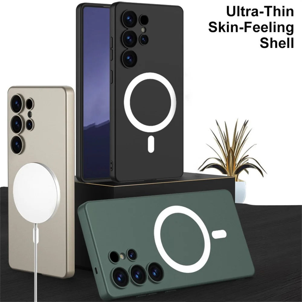 GKK For Samsung Galaxy S25 Ultra Magnetic Case Skin Touch TPU+PC Slim Phone Back Cover - Titanium Grey - 6