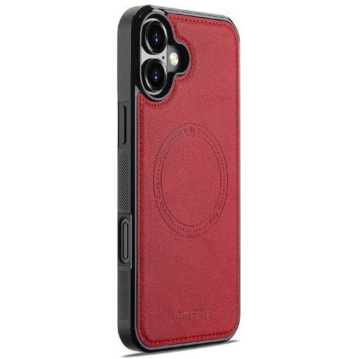 LC.IMEEKE For iPhone 16 Plus Magnetic Case Compatible with MagSafe Leather+TPU Back Cover - Red - 2