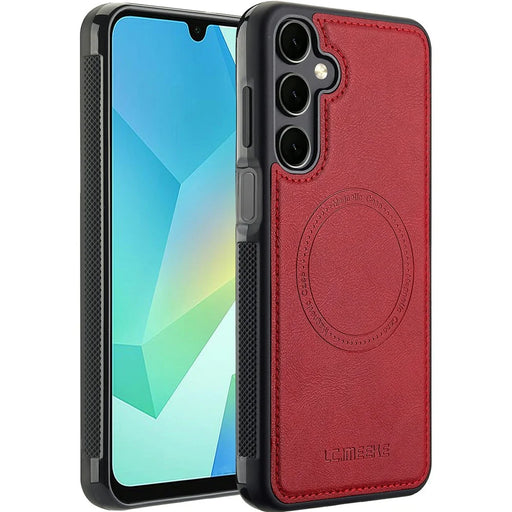 LC.IMEEKE For Samsung Galaxy S24 Magnetic Case Leather+TPU Back Cover - Red - 1