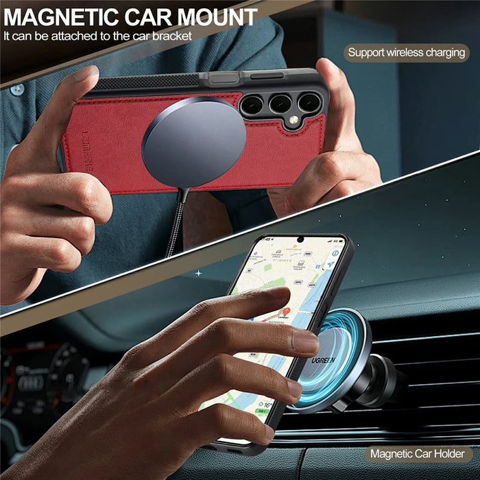 LC.IMEEKE For Samsung Galaxy S24+ Magnetic Case Leather+TPU Back Cover - Red - 3