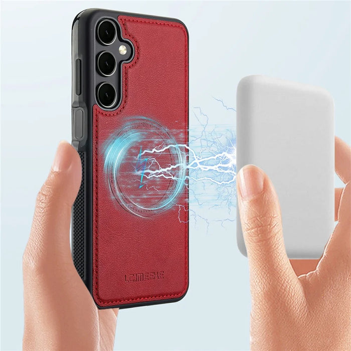LC.IMEEKE For Samsung Galaxy S24+ Magnetic Case Leather+TPU Back Cover - Red - 7