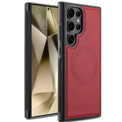 LC.IMEEKE For Samsung Galaxy S24 Ultra Magnetic Case Leather+TPU Back Cover - Red - 1