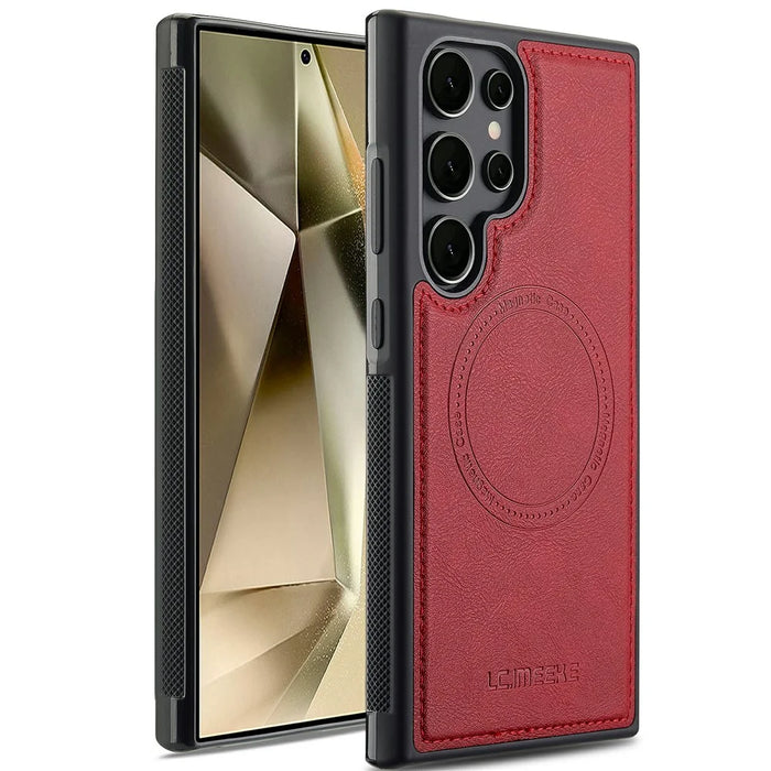 LC.IMEEKE For Samsung Galaxy S24 Ultra Magnetic Case Leather+TPU Back Cover - Red - 1