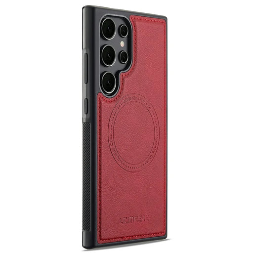 LC.IMEEKE For Samsung Galaxy S24 Ultra Magnetic Case Leather+TPU Back Cover - Red - 2
