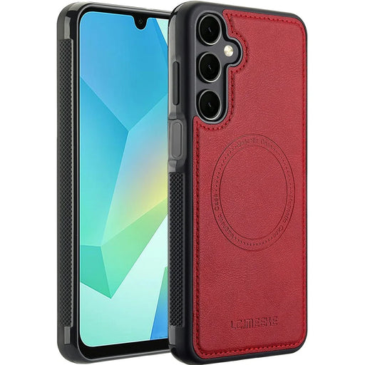 LC.IMEEKE For Samsung Galaxy A16 4G / 5G Magnetic Case Leather+TPU Back Cover - Red - 1