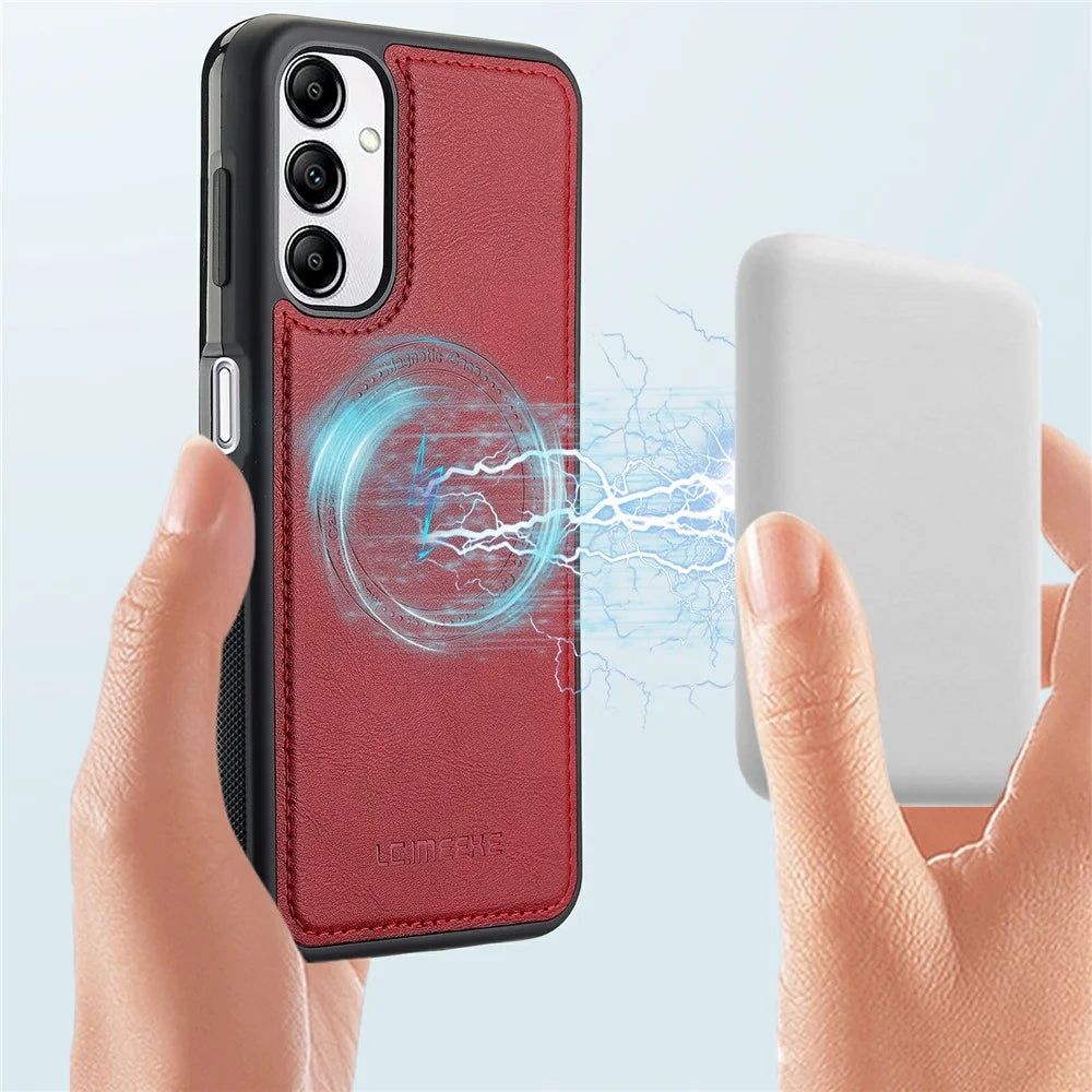 LC.IMEEKE For Samsung Galaxy A34 5G Magnetic Case Leather+TPU Back Cover - Red - 7