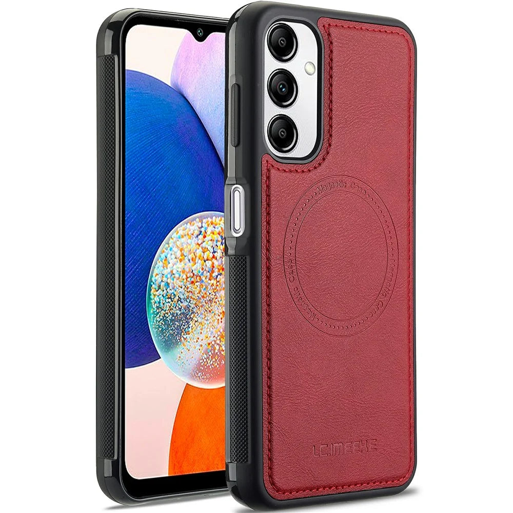 LC.IMEEKE For Samsung Galaxy A54 5G Magnetic Case Leather+TPU Back Cover - Red - 1
