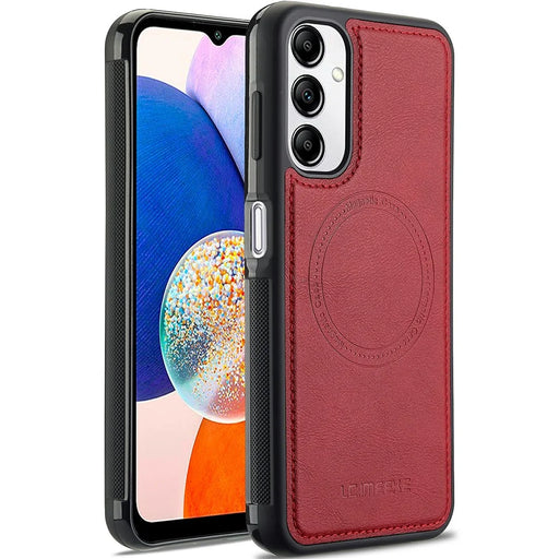 LC.IMEEKE For Samsung Galaxy A14 4G / 5G Magnetic Case Magnetic Case Leather+TPU Back Cover - Red - 1