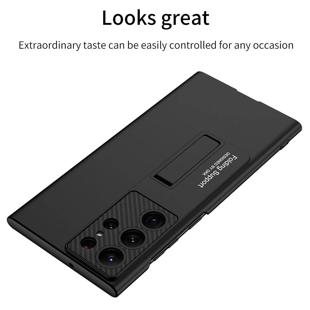 GKK For Samsung Galaxy S24 Ultra Case Slim Kickstand PC Phone Back Cover - Black - 3