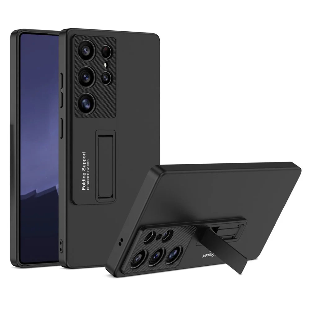GKK For Samsung Galaxy S25 Ultra Case Slim Kickstand PC Phone Back Cover - Black - 1