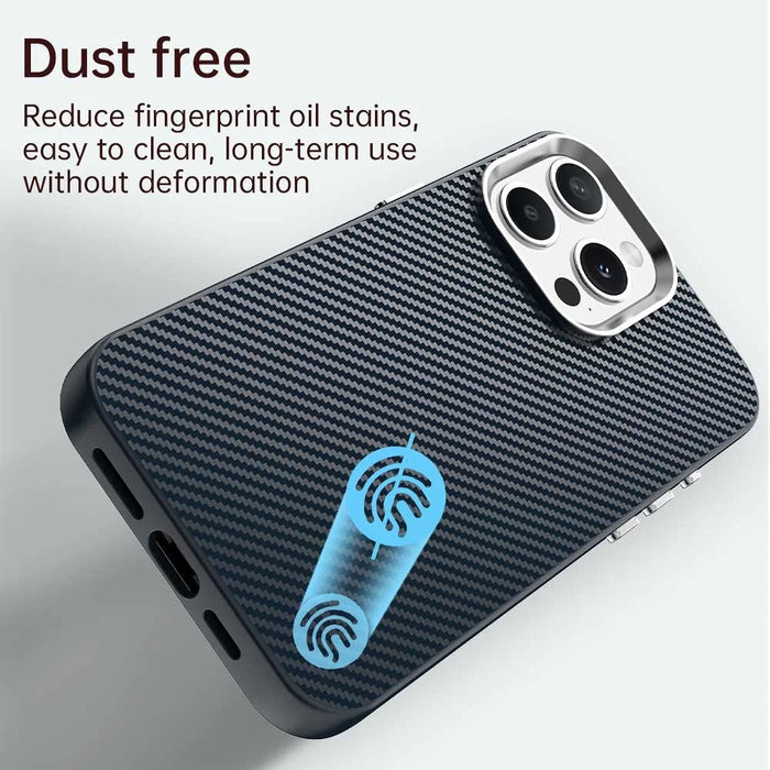For iPhone 15 Pro Max Case Cell Phone Hybrid Back Cover Carbon Fiber Texture - Blue - 4