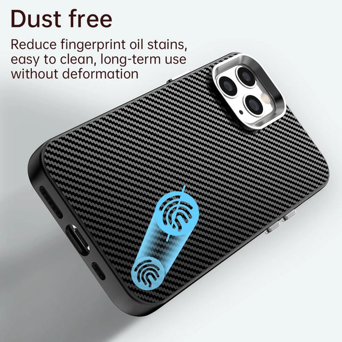 For iPhone 11 Pro Max Case Cell Phone Hybrid Back Cover Carbon Fiber Texture - Black - 4