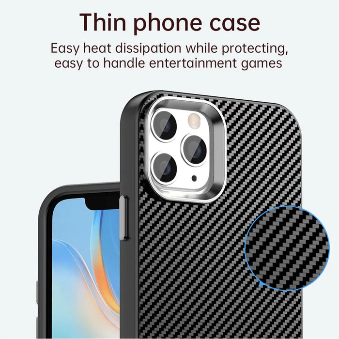 For iPhone 11 Pro Max Case Cell Phone Hybrid Back Cover Carbon Fiber Texture - Black - 5