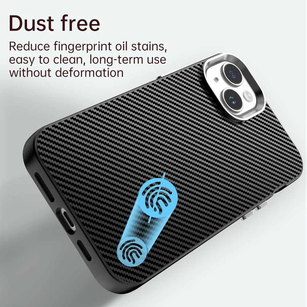 For iPhone 15 Plus / 14 Plus Case Cell Phone Hybrid Back Cover Carbon Fiber Texture - Black - 4