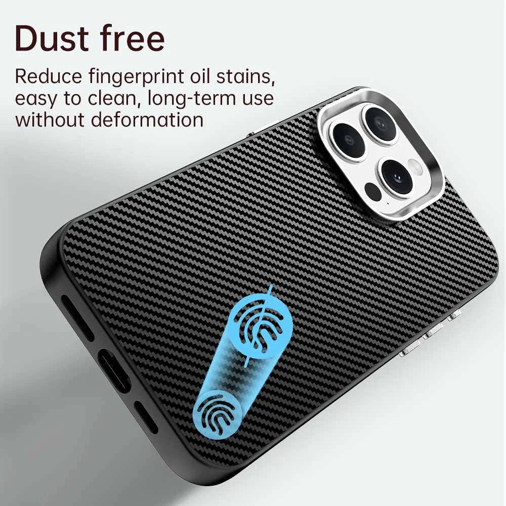 For iPhone 13 Pro Max Case Cell Phone Hybrid Back Cover Carbon Fiber Texture - Black - 4