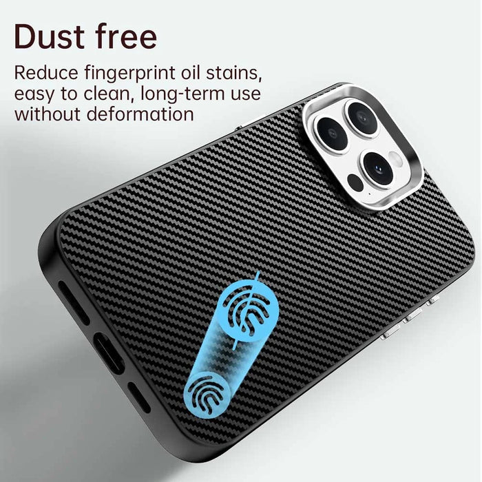 For iPhone 14 Pro Max Case Cell Phone Hybrid Back Cover Carbon Fiber Texture - Black - 4