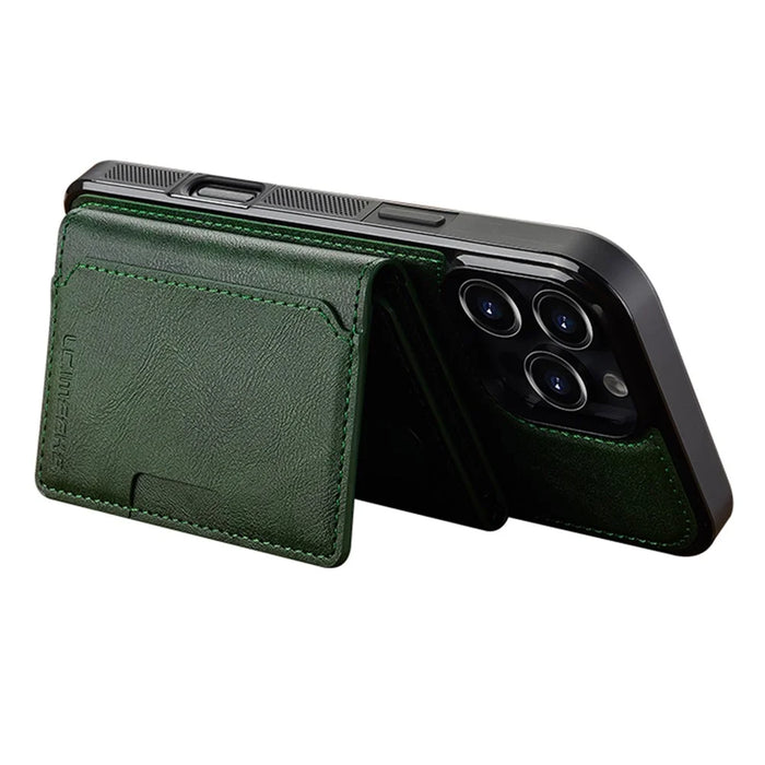 LC.IMEEKE L5 For iPhone 16 Pro Max Magnetic Phone Case Leather Back Cover with Detachable Card Holder - Green - 3
