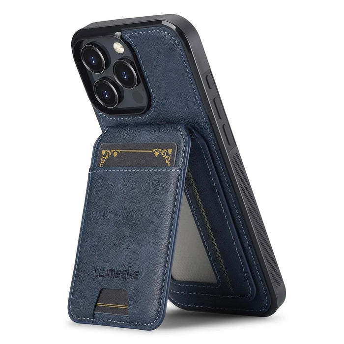 LC.IMEEKE L3 For iPhone 16 Pro Max Magnetic Case Detachable Card Holder Leather+TPU Mobile Cover - Blue - 2