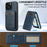 LC.IMEEKE L3 For iPhone 16 Pro Max Magnetic Case Detachable Card Holder Leather+TPU Mobile Cover - Blue - 5