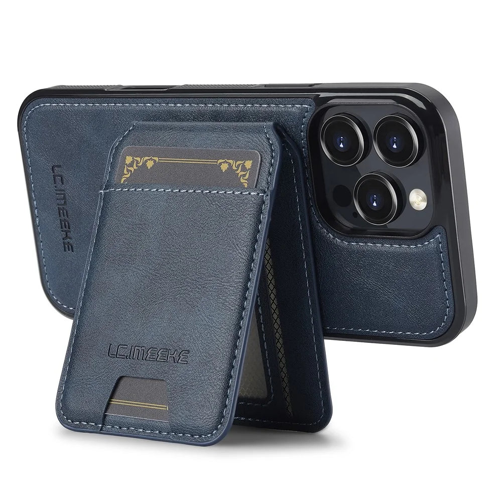 LC.IMEEKE L3 For iPhone 16 Pro Magnetic Case Detachable Card Holder Leather+TPU Mobile Cover - Blue - 3