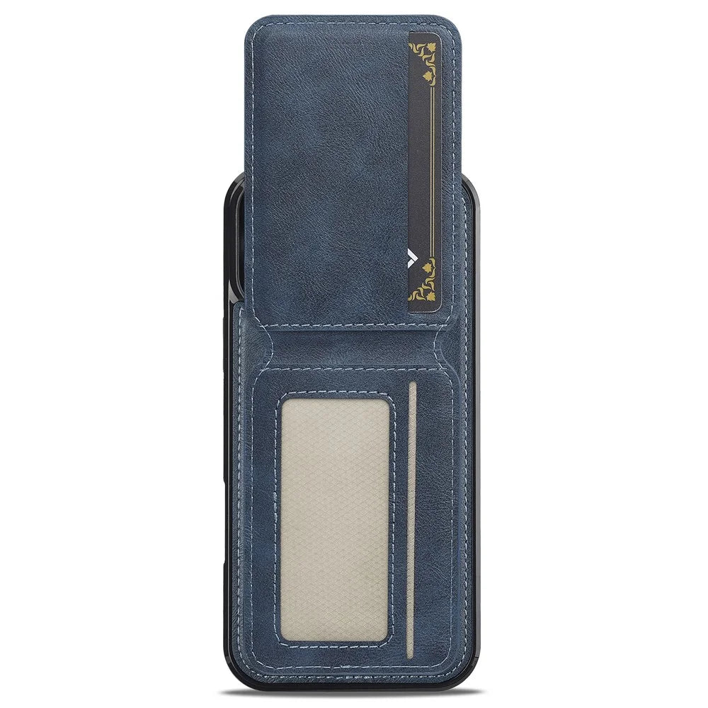 LC.IMEEKE L3 For iPhone 16 Pro Magnetic Case Detachable Card Holder Leather+TPU Mobile Cover - Blue - 4