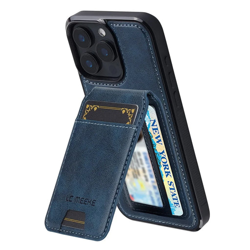 LC.IMEEKE L3 For iPhone 15 Pro Magnetic Case Detachable Card Holder Leather+TPU Mobile Cover - Blue - 2
