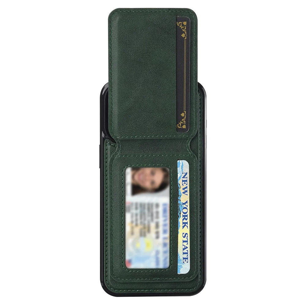 LC.IMEEKE L3 For iPhone 15 Pro Max Magnetic Case Detachable Card Holder Leather+TPU Mobile Cover - Green - 4