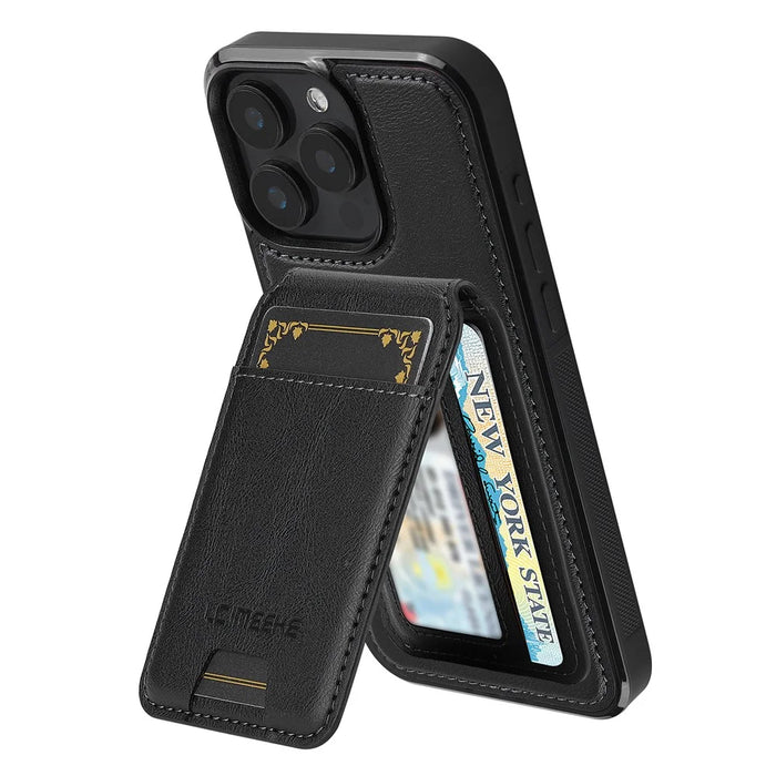 LC.IMEEKE L3 For iPhone 14 Pro Max Magnetic Case Detachable Card Holder Leather+TPU Mobile Cover - Black - 2