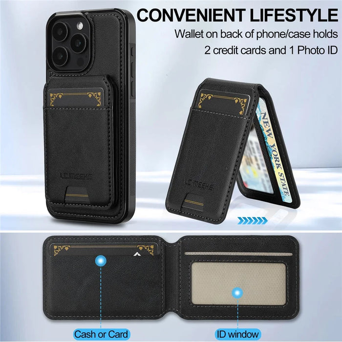 LC.IMEEKE L3 For iPhone 14 Pro Max Magnetic Case Detachable Card Holder Leather+TPU Mobile Cover - Black - 5