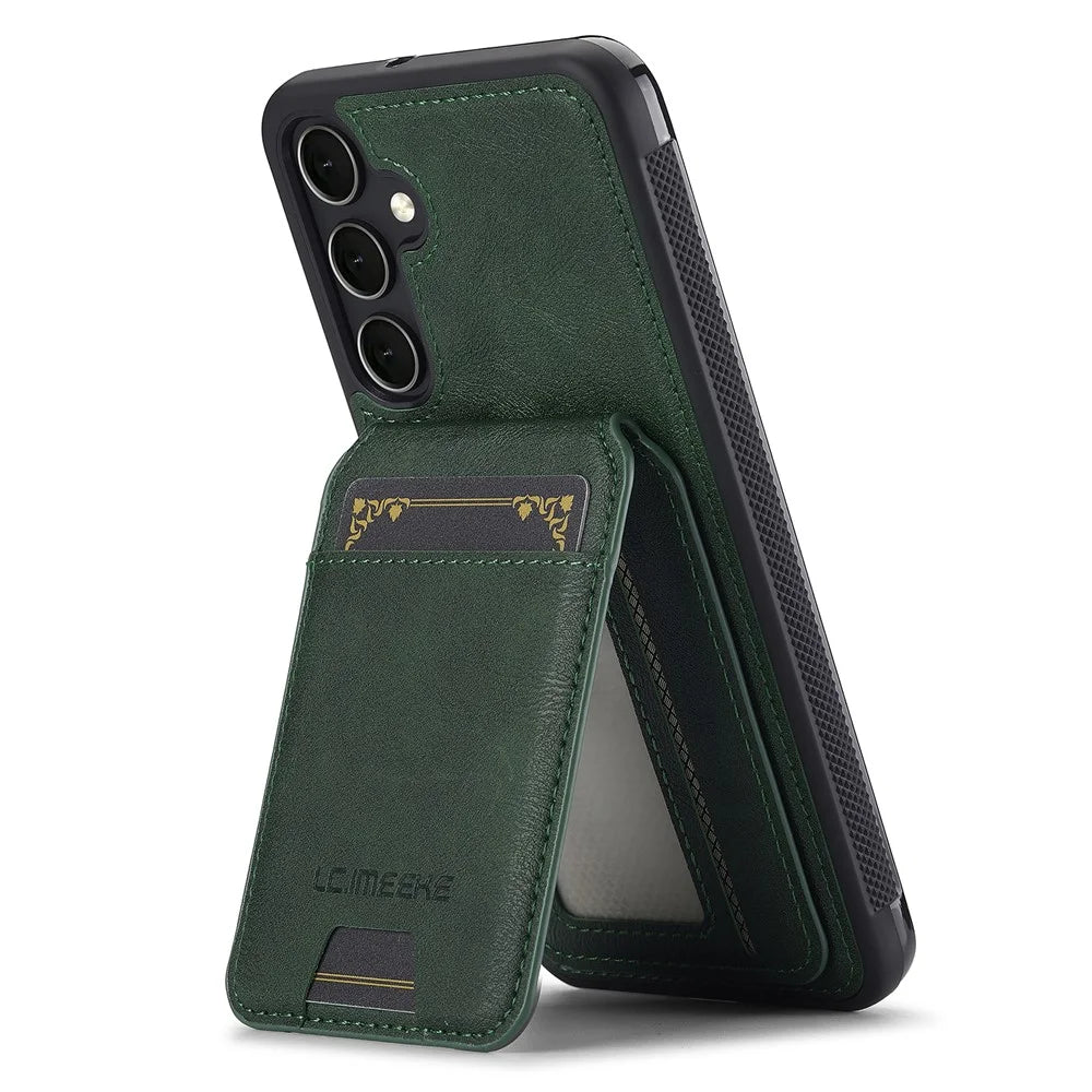 LC.IMEEKE L3 For Samsung Galaxy S24 Magnetic Case Detachable Card Holder Leather+TPU Mobile Cover - Green - 2