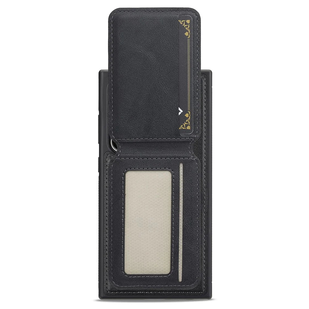 LC.IMEEKE L3 For Samsung Galaxy S24 Ultra Magnetic Case Detachable Card Holder Leather+TPU Mobile Cover - Black - 4