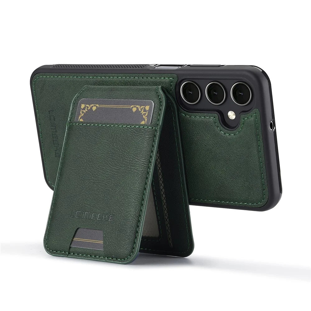 LC.IMEEKE L3 For Samsung Galaxy S23 FE Magnetic Case Detachable Card Holder Leather+TPU Mobile Cover - Green - 3