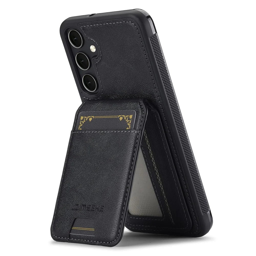 LC.IMEEKE L3 For Samsung Galaxy A35 5G Magnetic Case Detachable Card Holder Leather+TPU Mobile Cover - Black - 2