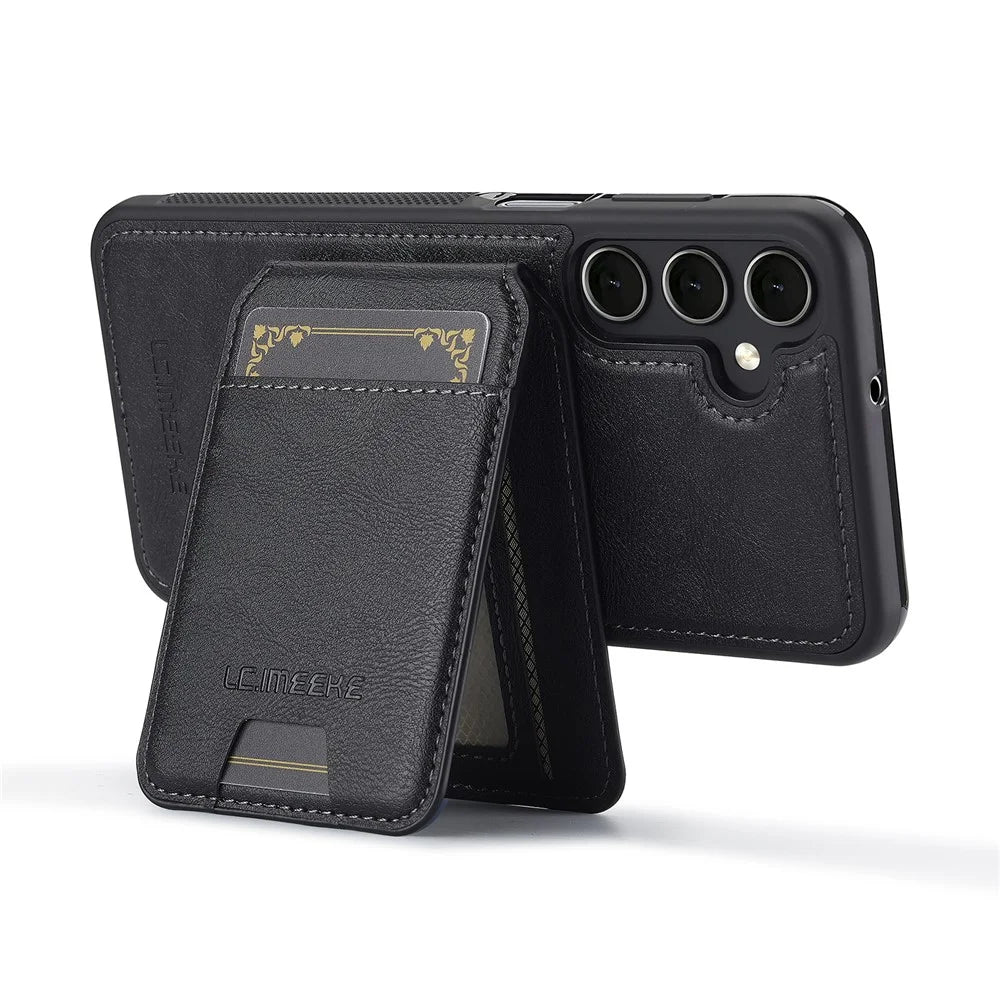LC.IMEEKE L3 For Samsung Galaxy A35 5G Magnetic Case Detachable Card Holder Leather+TPU Mobile Cover - Black - 3