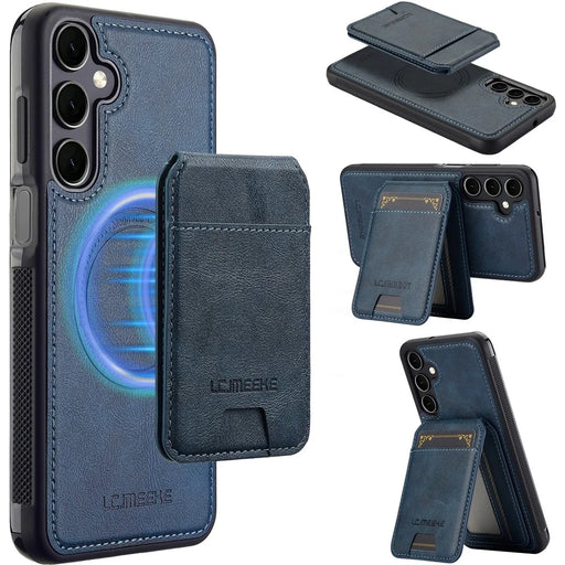 LC.IMEEKE L3 For Samsung Galaxy A55 5G Magnetic Case Detachable Card Holder Leather+TPU Mobile Cover - Blue - 1