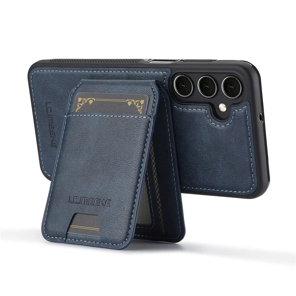 LC.IMEEKE L3 For Samsung Galaxy A55 5G Magnetic Case Detachable Card Holder Leather+TPU Mobile Cover - Blue - 3
