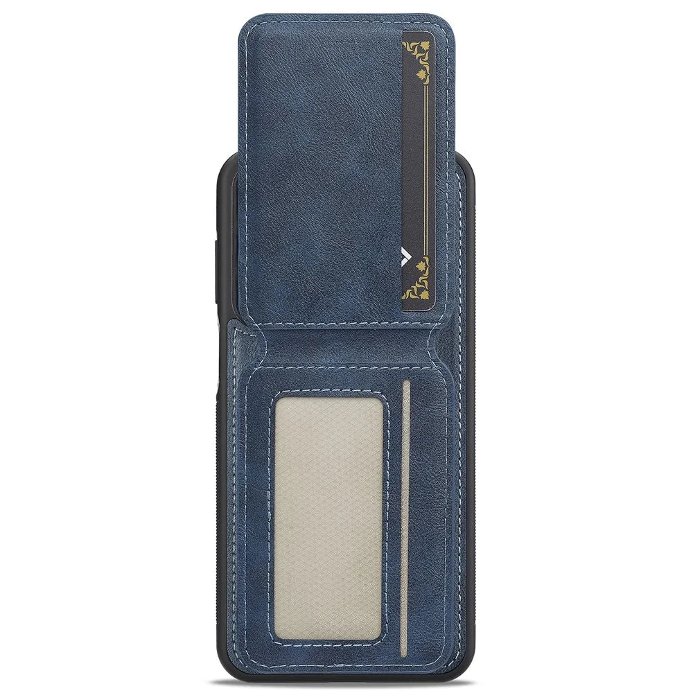 LC.IMEEKE L3 For Samsung Galaxy A55 5G Magnetic Case Detachable Card Holder Leather+TPU Mobile Cover - Blue - 4