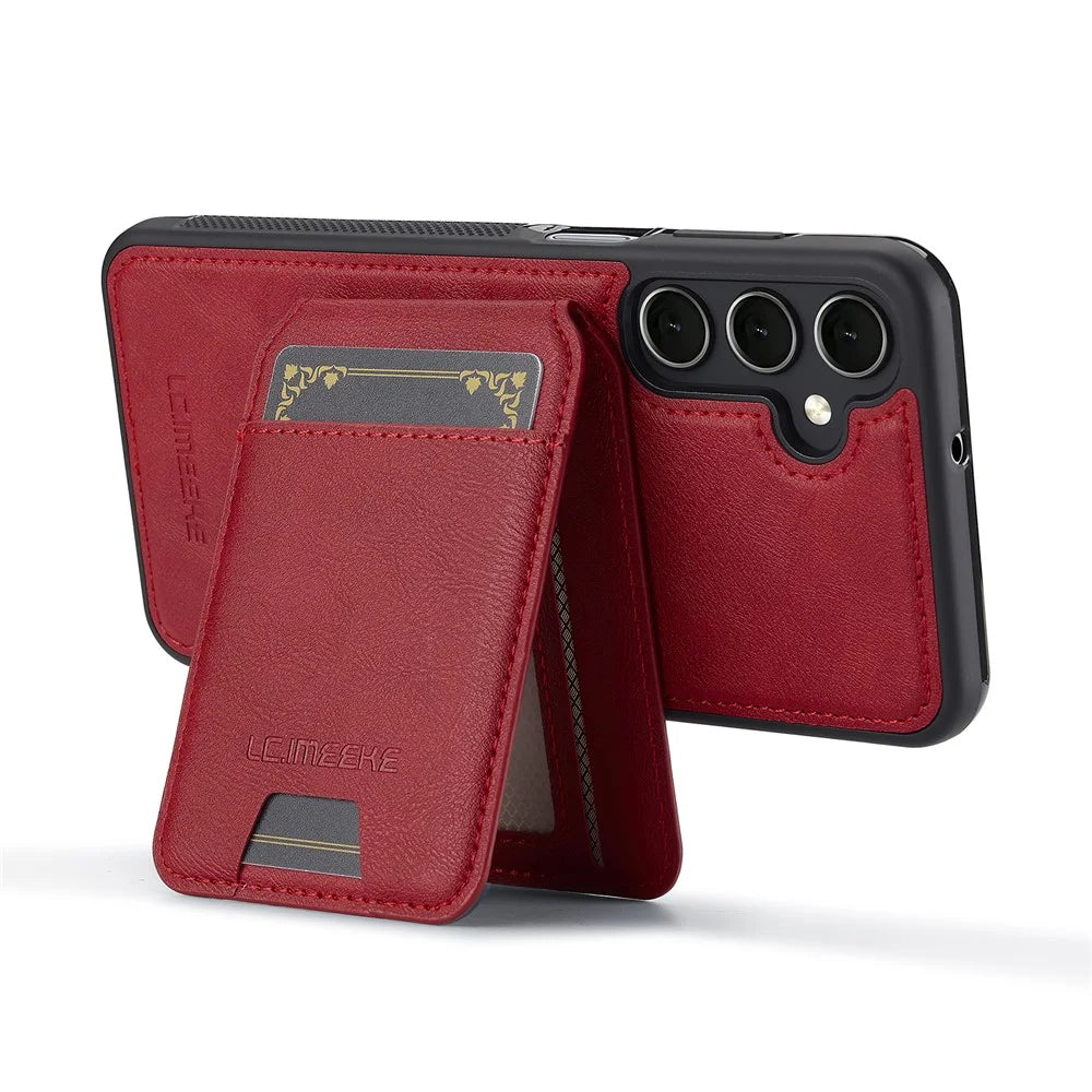 LC.IMEEKE L3 For Samsung Galaxy A15 4G / 5G Magnetic Case Detachable Card Holder Leather+TPU Mobile Cover - Red - 3