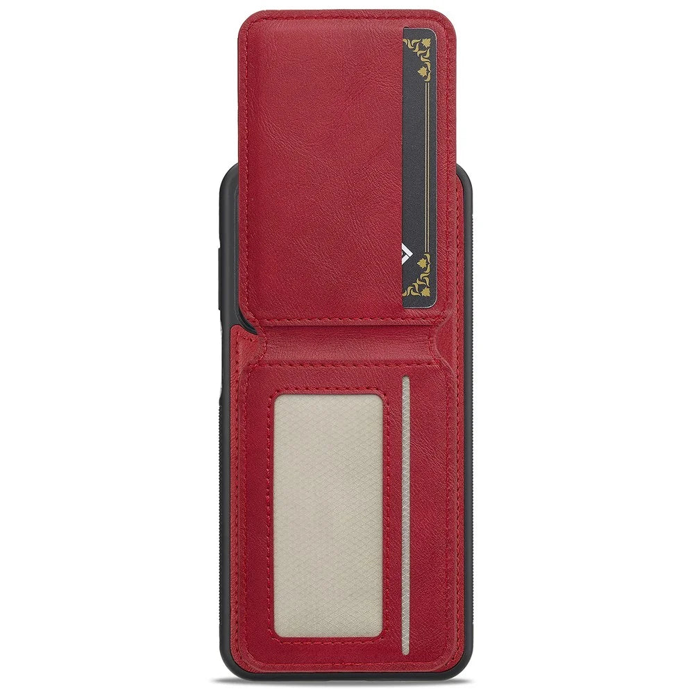 LC.IMEEKE L3 For Samsung Galaxy A15 4G / 5G Magnetic Case Detachable Card Holder Leather+TPU Mobile Cover - Red - 4
