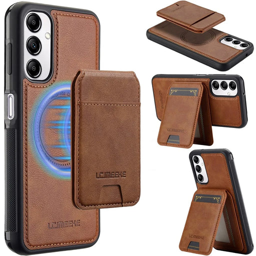 LC.IMEEKE L3 For Samsung Galaxy A34 5G Magnetic Case Detachable Card Holder Leather+TPU Mobile Cover - Brown - 1