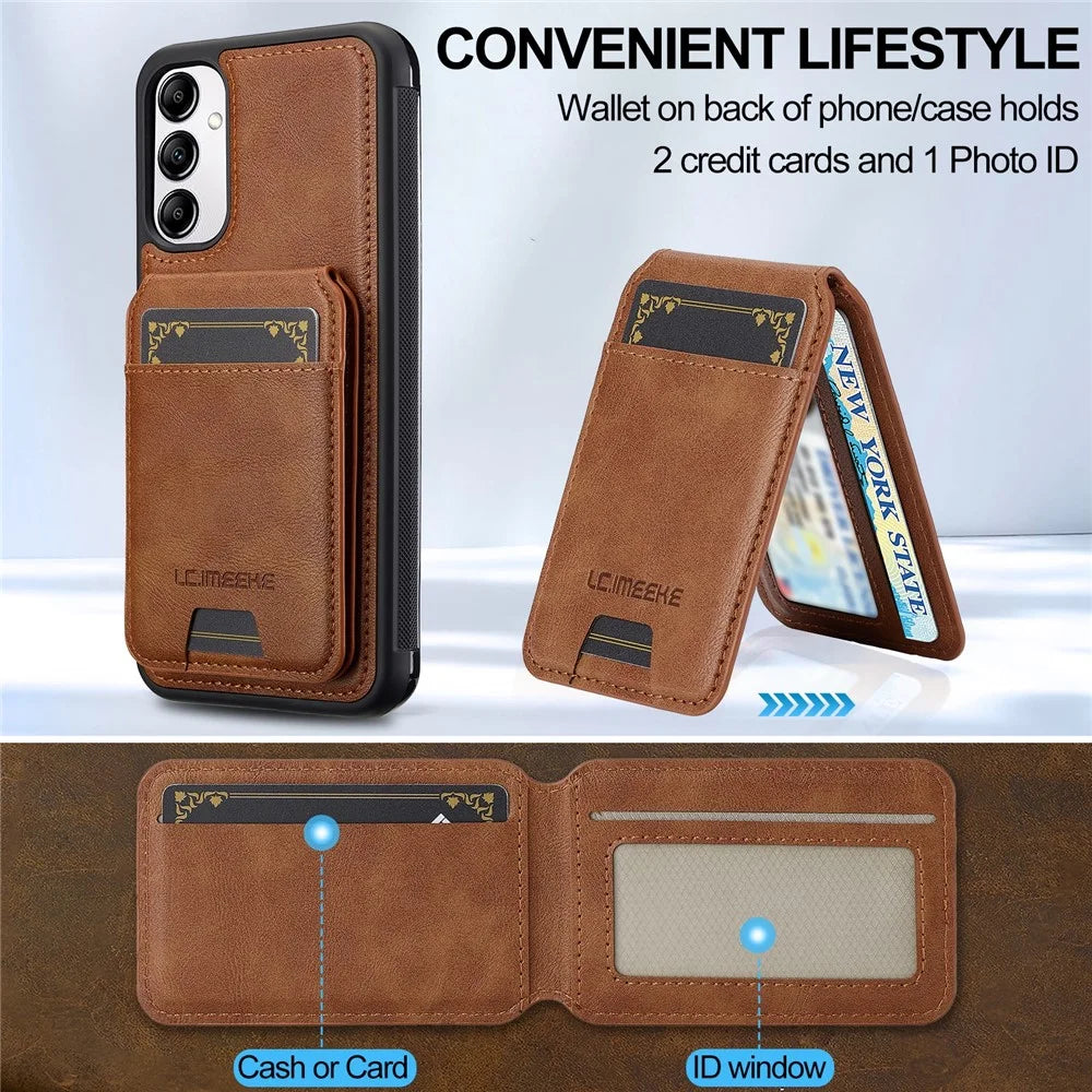LC.IMEEKE L3 For Samsung Galaxy A34 5G Magnetic Case Detachable Card Holder Leather+TPU Mobile Cover - Brown - 5
