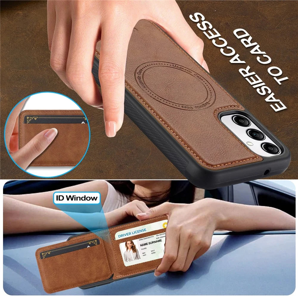 LC.IMEEKE L3 For Samsung Galaxy A34 5G Magnetic Case Detachable Card Holder Leather+TPU Mobile Cover - Brown - 6