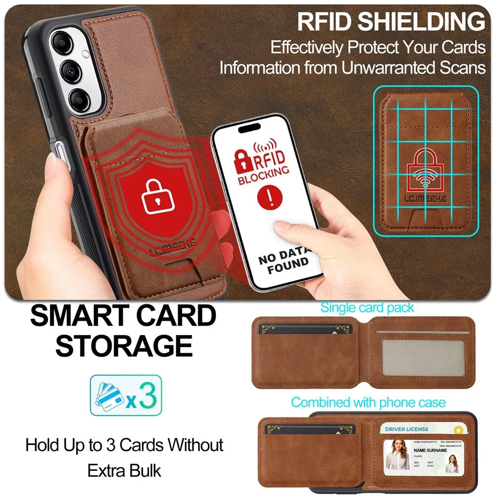 LC.IMEEKE L3 For Samsung Galaxy A34 5G Magnetic Case Detachable Card Holder Leather+TPU Mobile Cover - Brown - 7