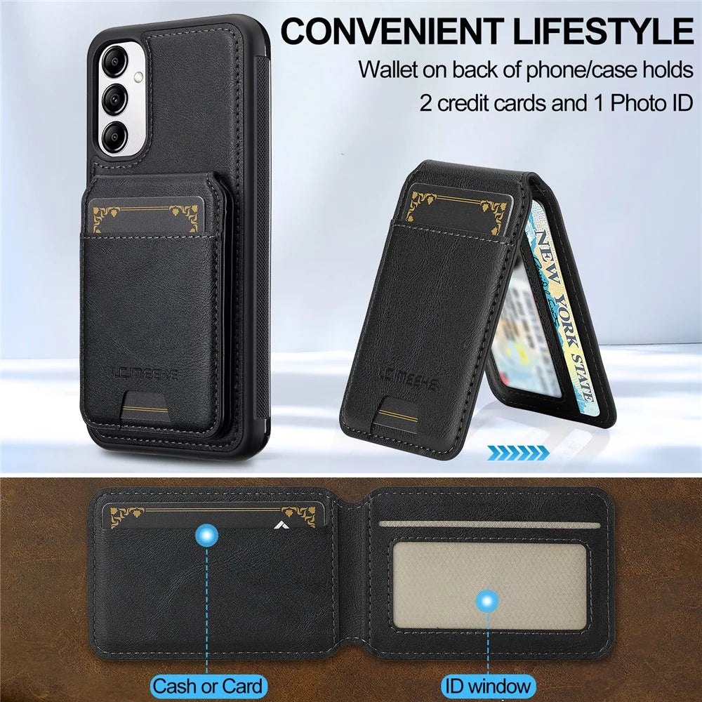 LC.IMEEKE L3 For Samsung Galaxy A54 5G Magnetic Case Detachable Card Holder Leather+TPU Mobile Cover - Black - 5