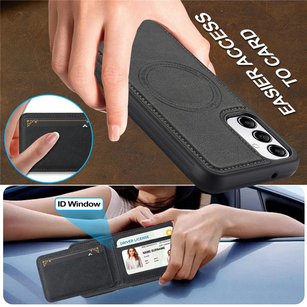 LC.IMEEKE L3 For Samsung Galaxy A54 5G Magnetic Case Detachable Card Holder Leather+TPU Mobile Cover - Black - 6